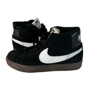 Nike SB Blazer Mid Black White Suede Gum Sole Skate Shoes Mens Size 4